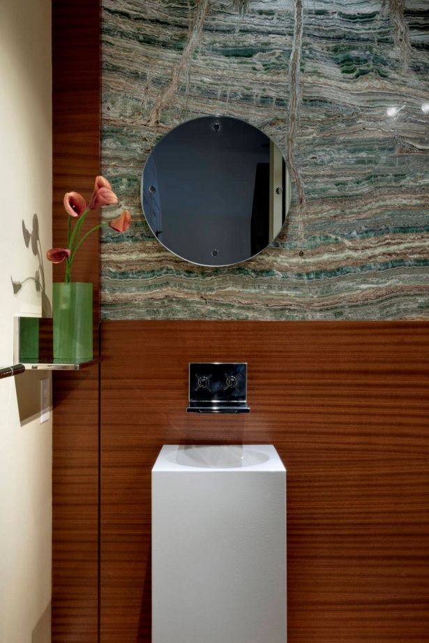 Bathroom Modern Interior Design Original Ideas. Wooden eco theme along with the unique form of the sink bollard makes the overall design vivid