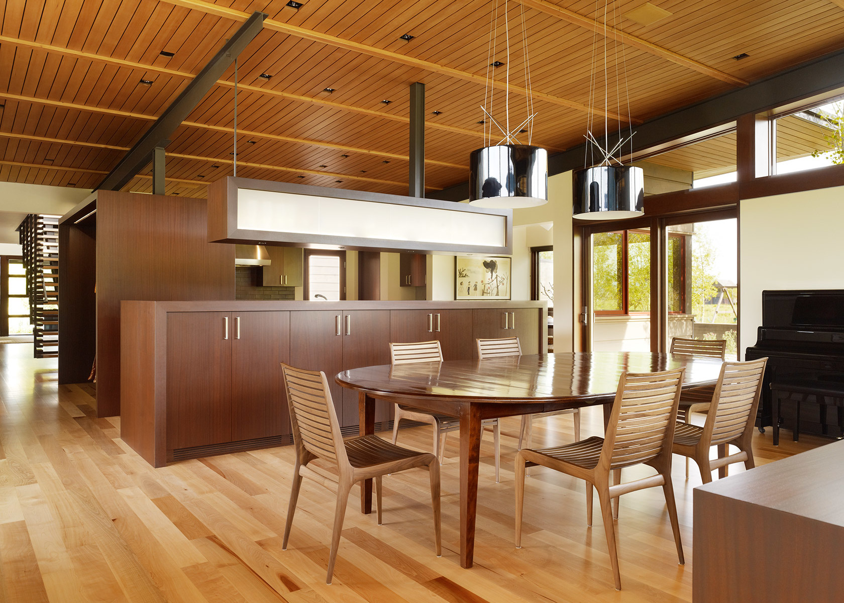 Modern Living Room Wood Ceiling Stained Wood