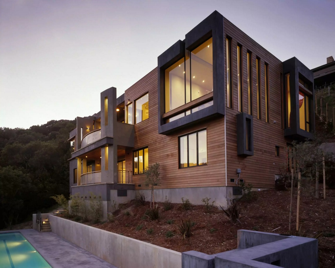 House exterior design with a unique geometric shape