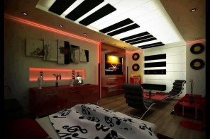 Original Interior Musical Design Ideas. Unusual floor and walls decoration in the form of piano keybaord