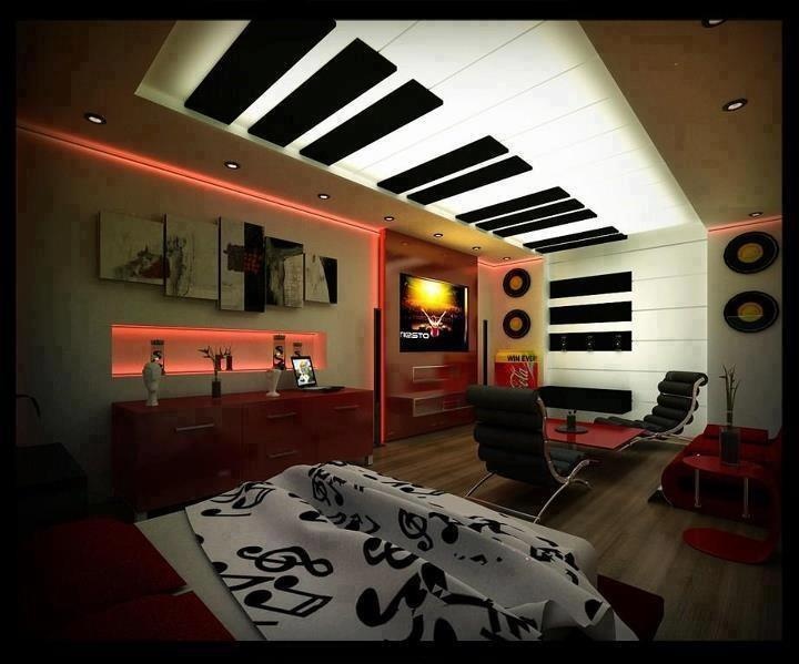 Original Interior Musical Design Ideas. Unusual floor and walls decoration in the form of piano keybaord