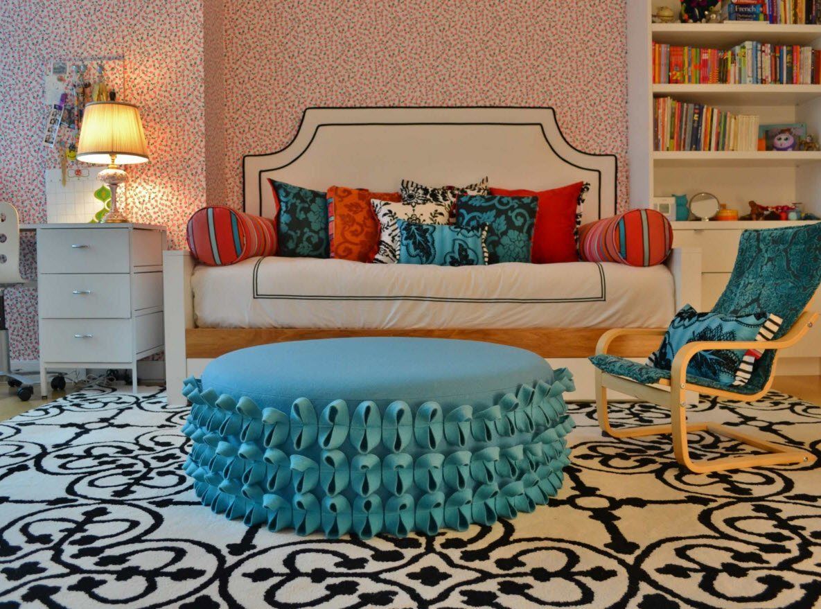 Ottoman as the Part of Modern Interior Design. Absolutely unqiue and unusual design of the central furniture piece