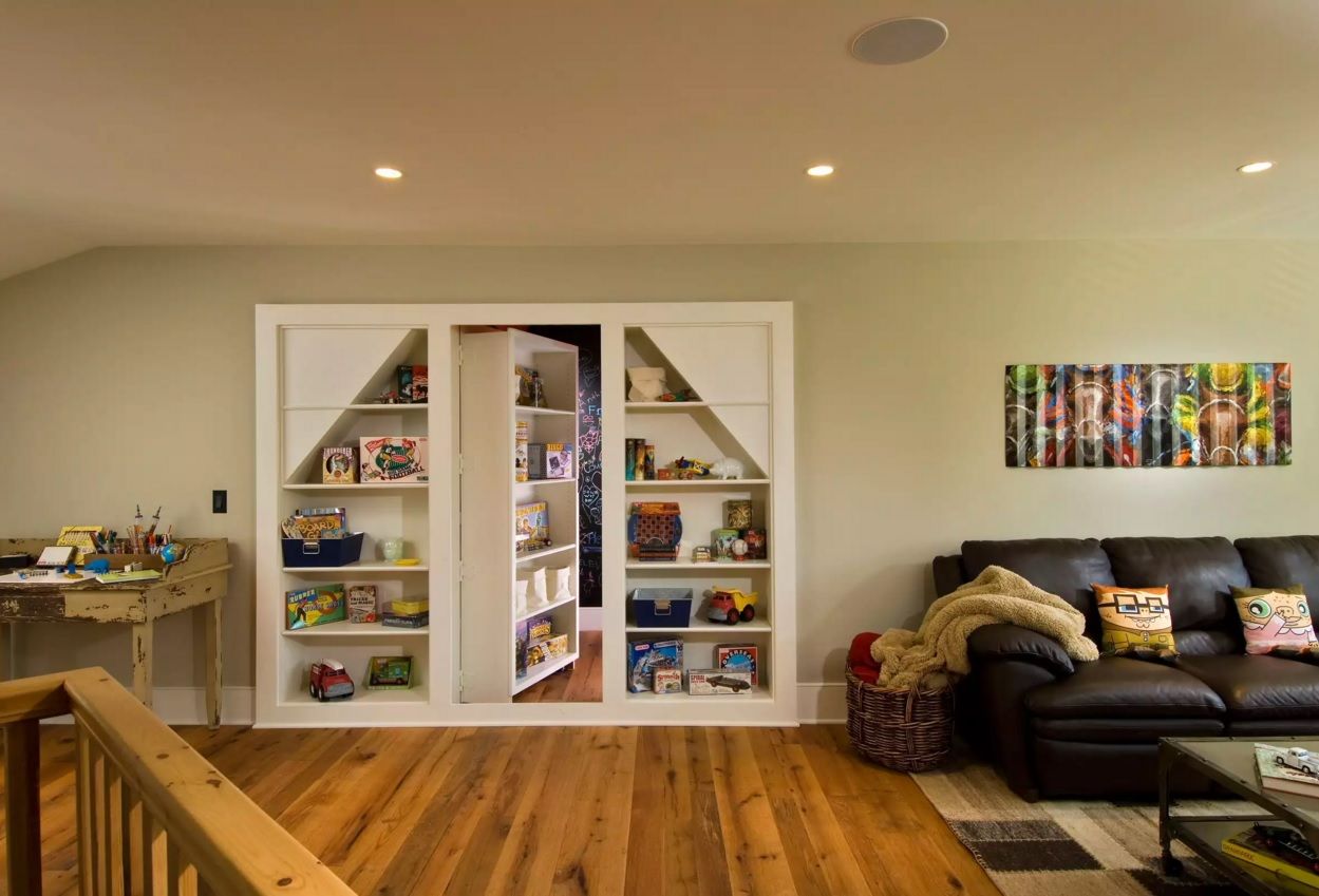 Secret Rooms with Hidden Doors Modern Design Ideas. Loft designed apartment in light colors and wooden floor