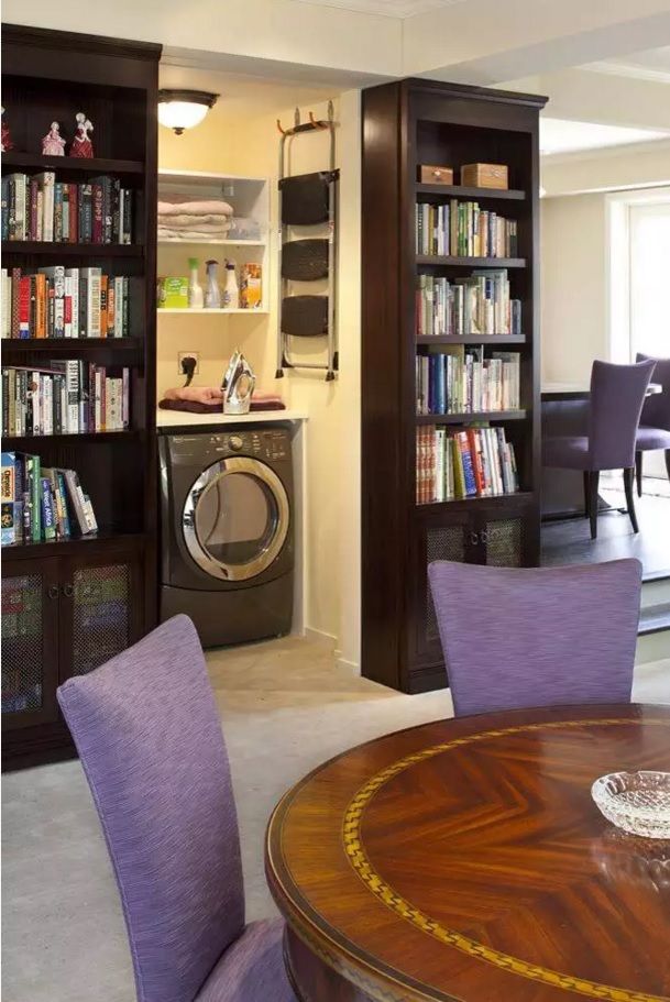 Secret laundry room in the classic styled dining room