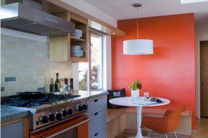 Orange painted accent wall