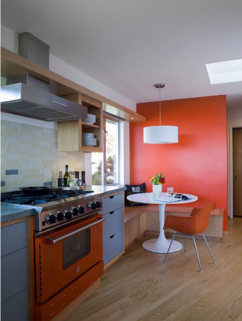 Orange painted accent wall
