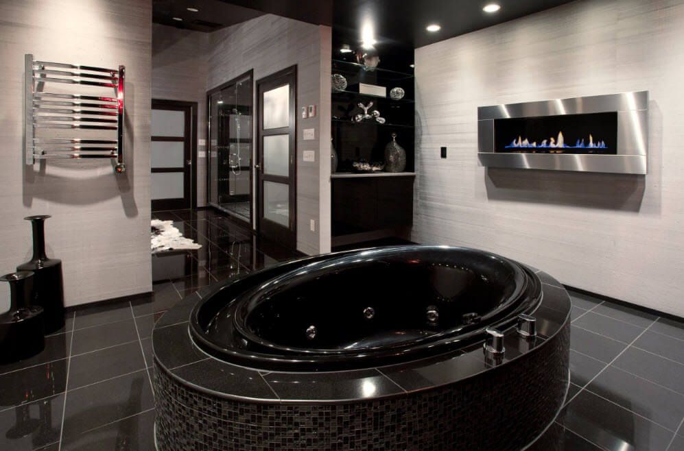 Black oval jacuzzi bathtub
