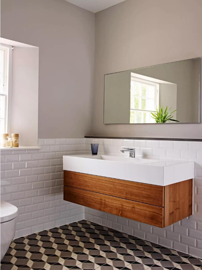 hovering bathroom vanity in the hi-tech styled premise