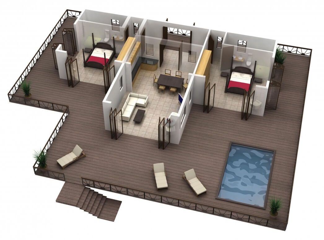Modern Apartments and Houses 3D Floor Plans Different Models