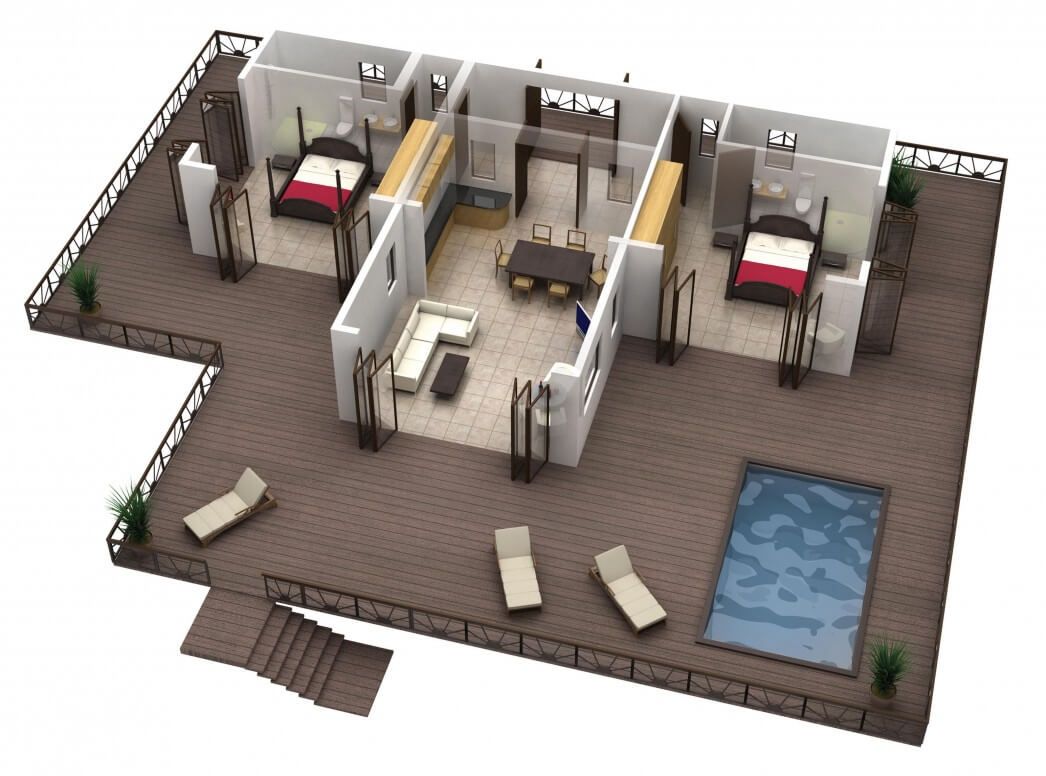 Modern Apartments And Houses 3d Floor Plans Different Models