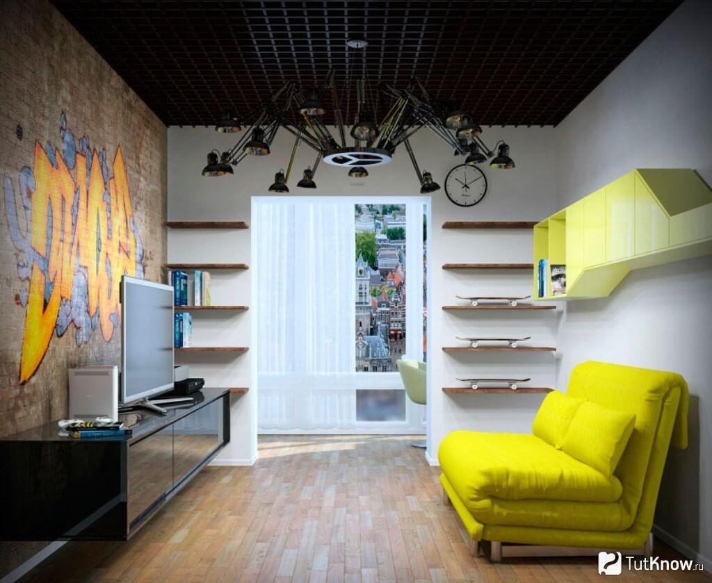 Spectacular design idea for small living room with black chandelier and aluminum lattice ceiling