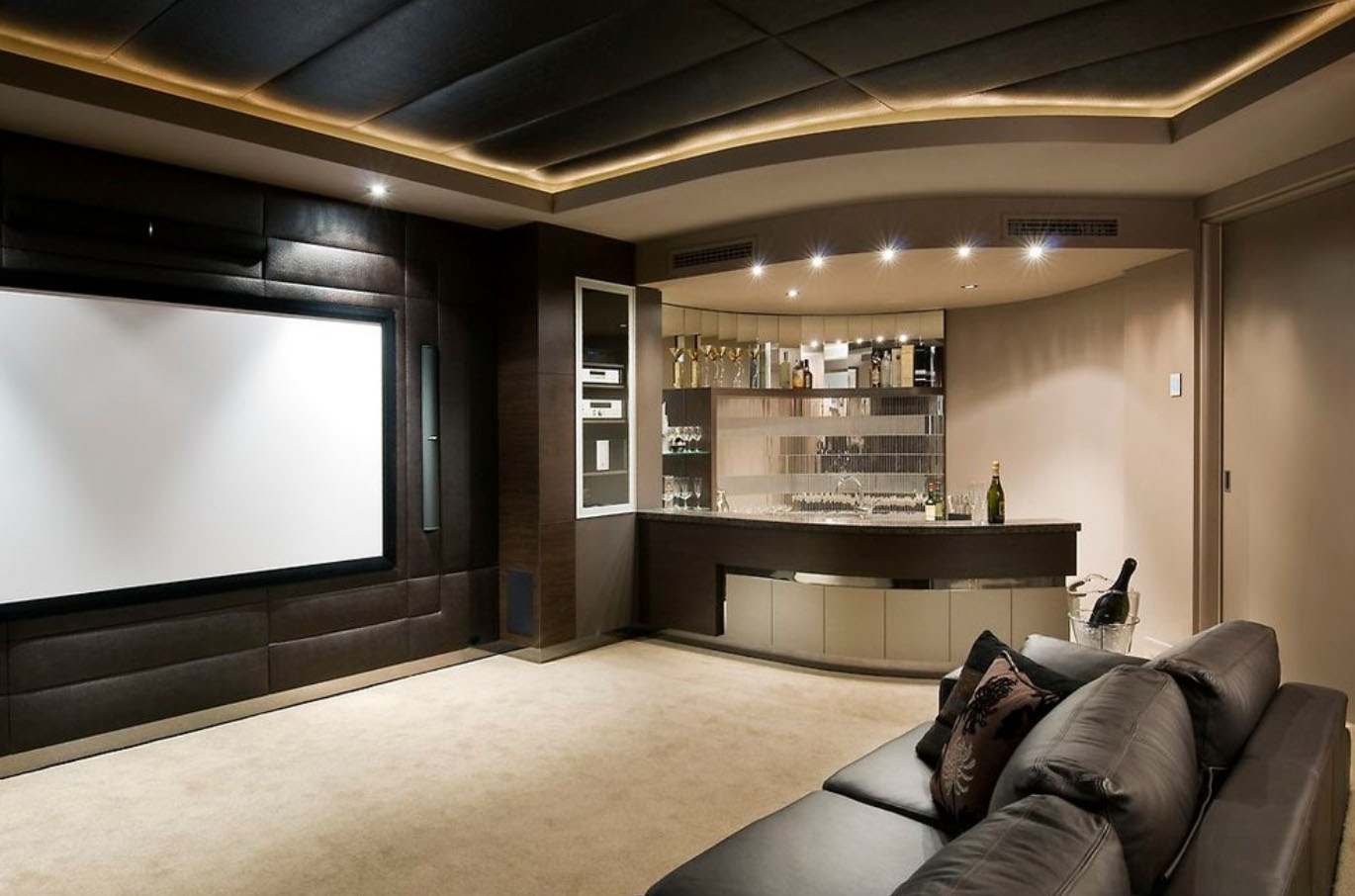 Home Theater as Addition to Large Modern Interior - Small Design Ideas