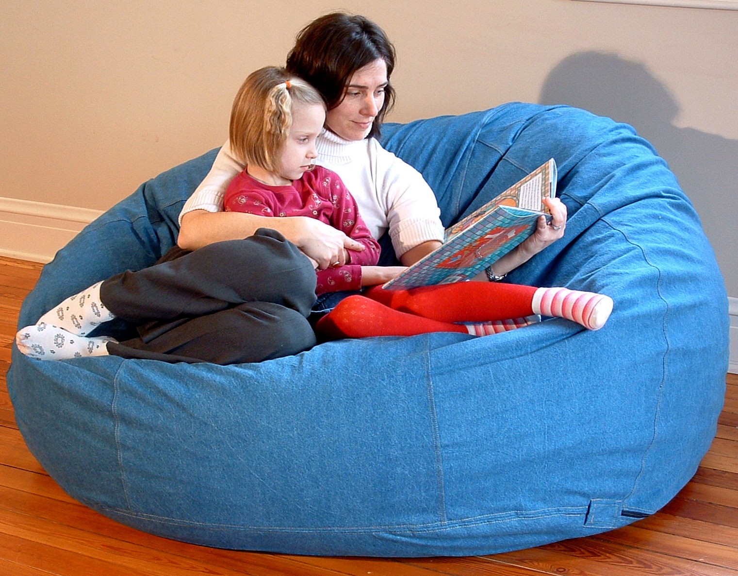 Anyone can rest right on the bean bag chairs with their kids