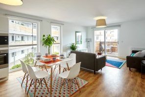 Nice Scandinavian design chairs and table in the dining zone