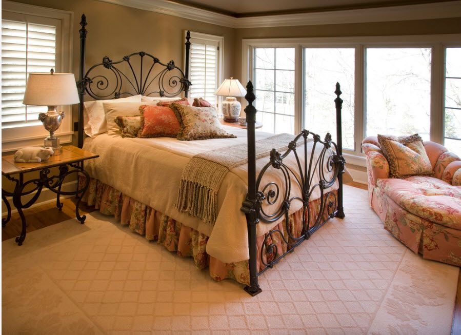 Wrought-iron Bed as a Stylish and Functional Interior Element. Classic forms for the bed frame