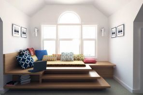 Gorgeous multilayer platform for light small bedroom