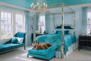 Turquoise Color Interior Decoration. Marine Theme for Your Home. Solid color in every element of decor and furnishing