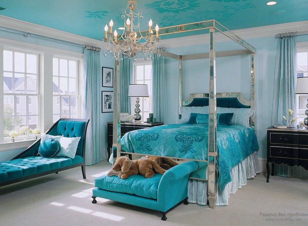 Turquoise Color Interior Decoration. Marine Theme for Your Home. Solid color in every element of decor and furnishing