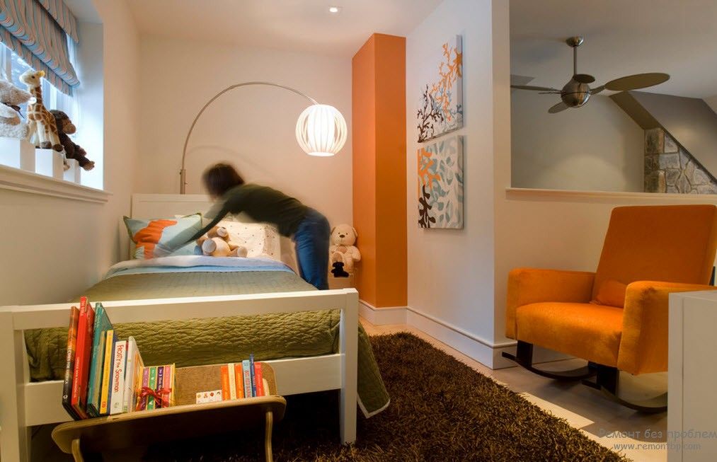 Orange Color Interior Decoration Real Photo Examples. Just another unusual bedroom setting