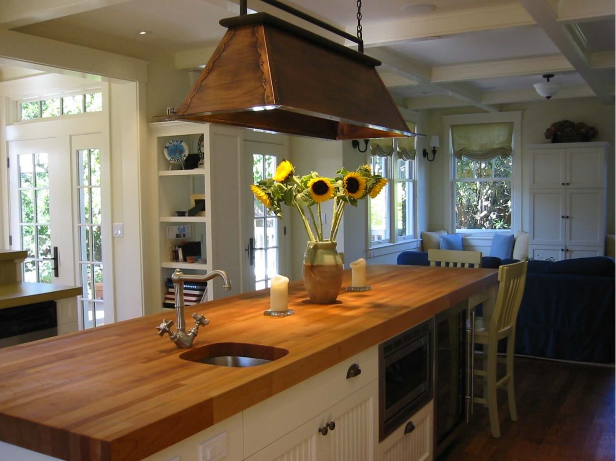 Butcher Block Countertop In Modern Kitchen Interior Small Design