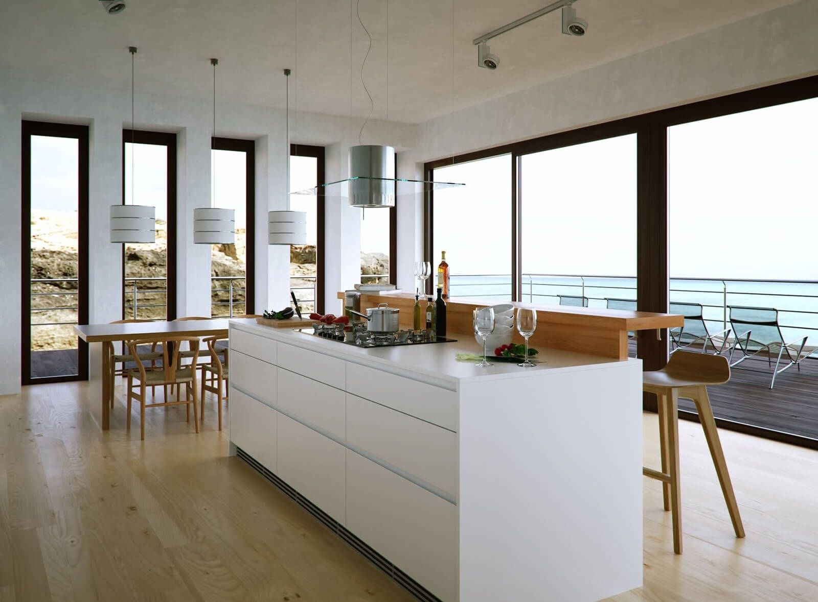 Kitchen In Living Room With Bar Counter Original Interior Ideas