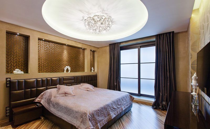 160 Square Feet Bedroom Interior Decoration Ideas. Cute LED lighting circle ceiling design