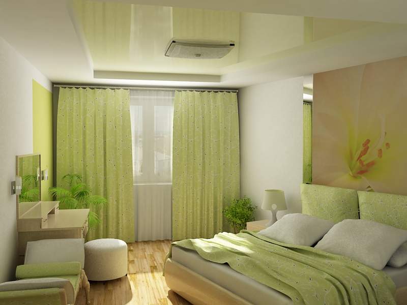 160 Square Feet Bedroom Interior Decoration Ideas. Greenish design