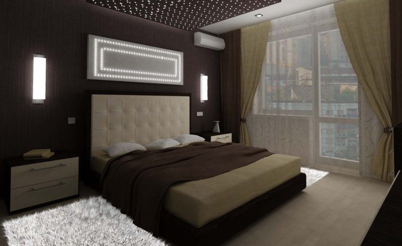 Dark brown styled modern bedroom