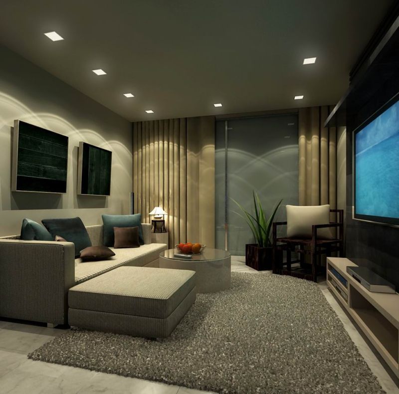 Modern living room theater with planty of seating places