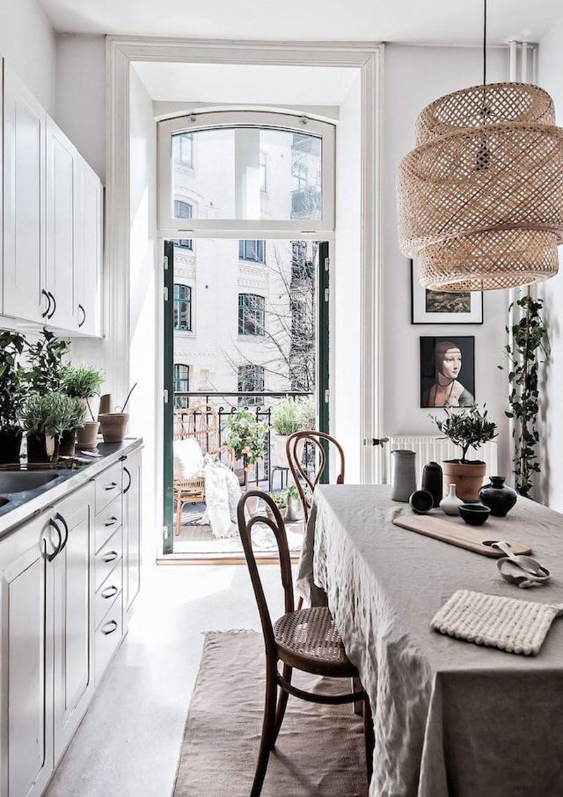 Scandinavian urban stylistic for the white colored kitchen