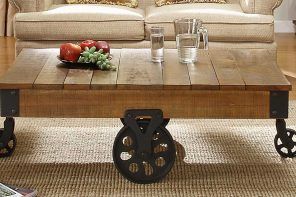 Rustic Coffee Table on Wheels