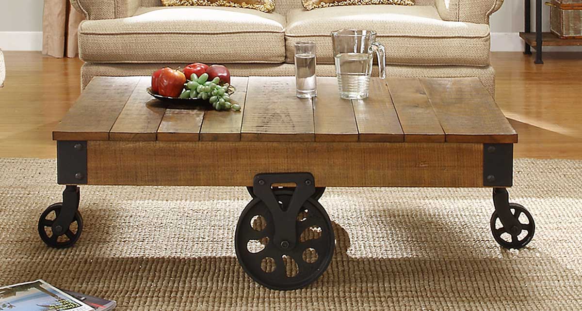 Rustic Coffee Table on Wheels