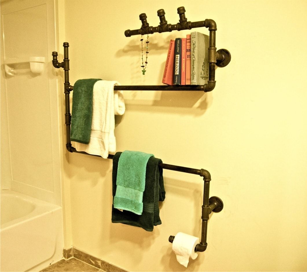 Black peculiar designed heated towel rail