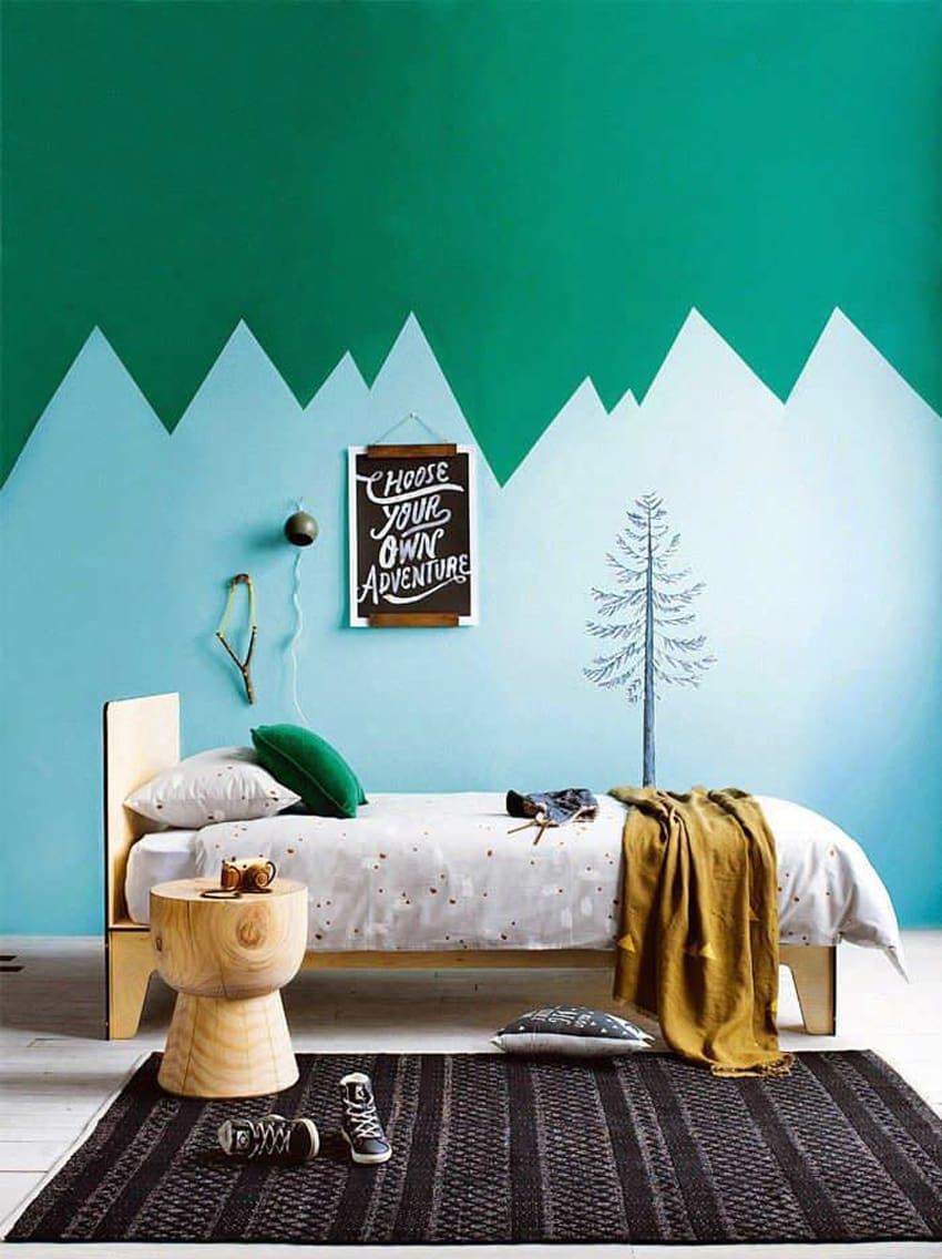Mountain landscape imitation in the ascetic kids' room