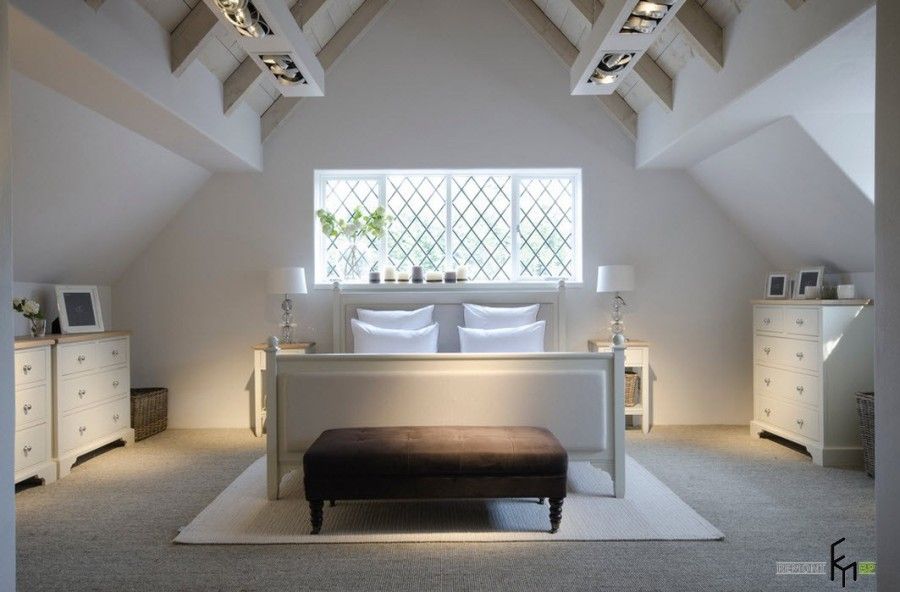 Successful ultramodern attic bedroom design with LED lighting