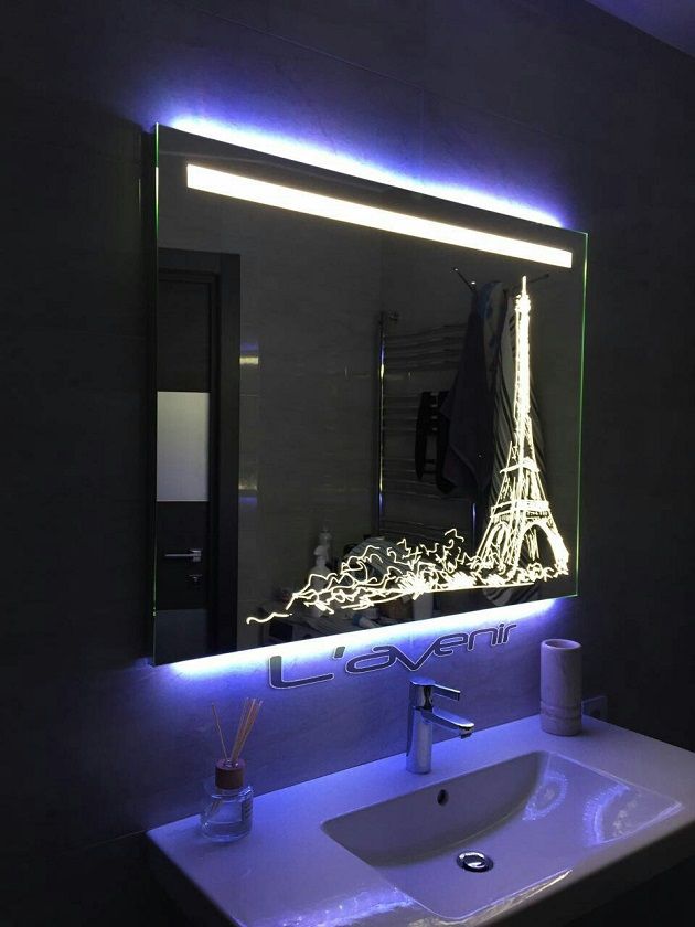Neon LED lighting of the bathroom mirror
