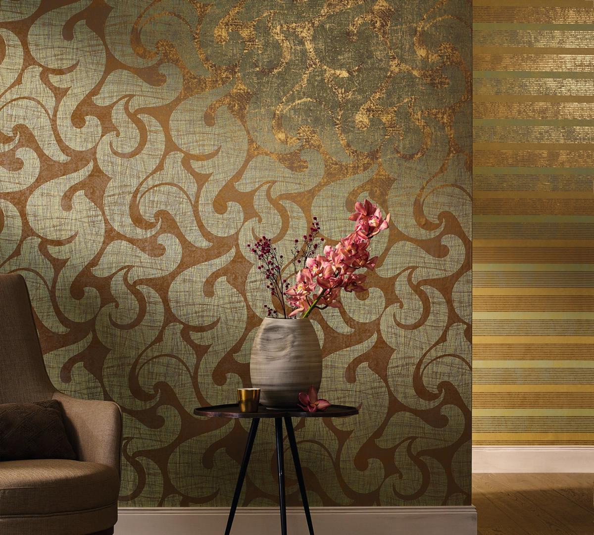 Impressionistic pattern of the golden wallpaper