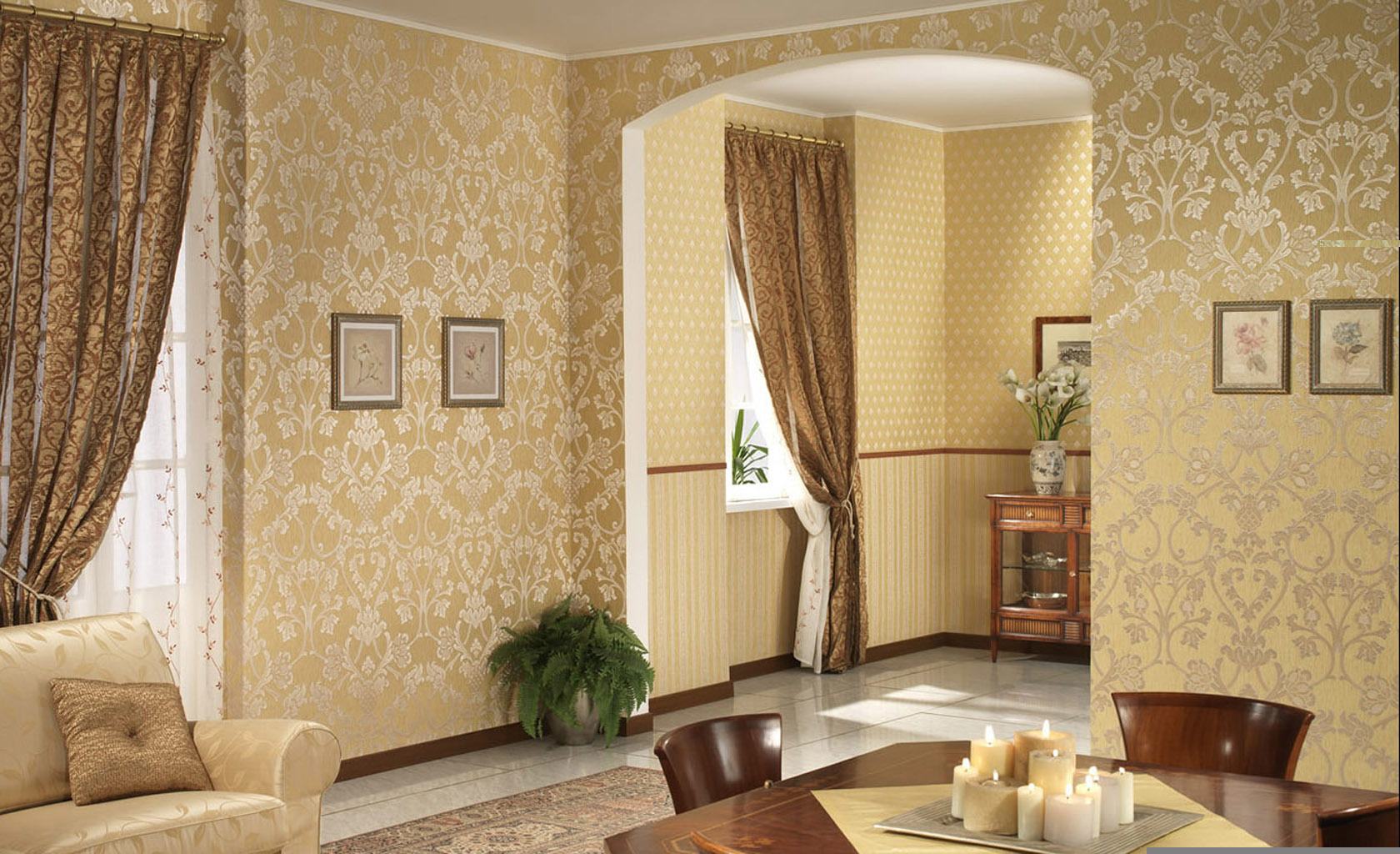 Golden color theme in the Classic styled apartment
