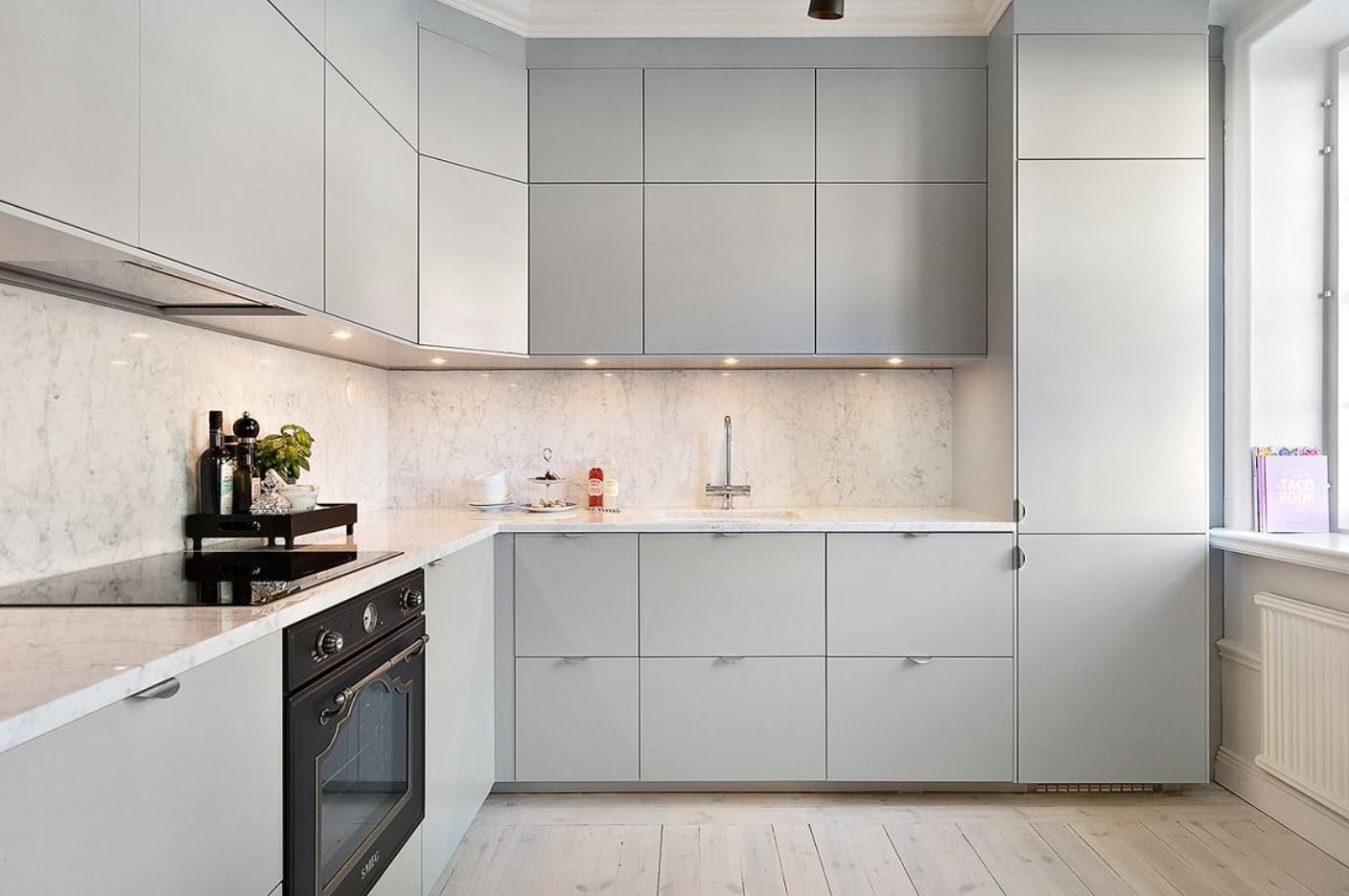 Gray modular kitchen furniture set