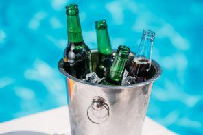 Buyer's Guide: 5 Affordable Ice Buckets. Close-up with bottles