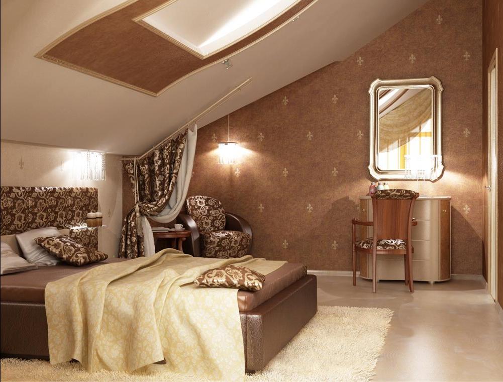 Guest bedroom in golden color theme with all necessary things