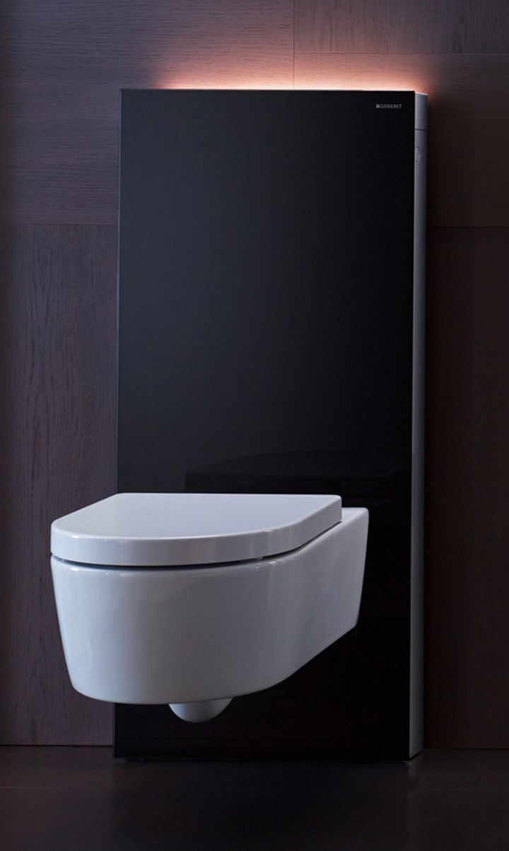 Wall Hung Toilet: Comfort and Cleanliness in Your Home. Dark wall and white ceramic toilet bowl