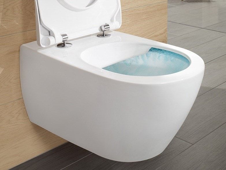 Wall Hung Toilet: Comfort and Cleanliness in Your Home. Close-up rimless ceramic toilet