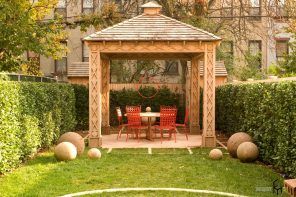 Backyard and Garden Gazebo: Design, Form, Use and Practical Advice. Light stone gazebo