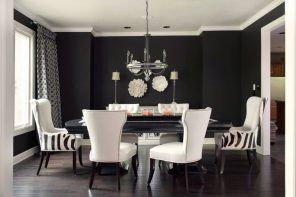 Black Dining Room Walls Effective Ideas for Authentic Interior. The accent of white ceiling against the black walls is astonishing