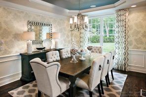 Dining Zone: Description, Arranging, Decoration Tips. Pastel colored Classic room with upholstered furniture