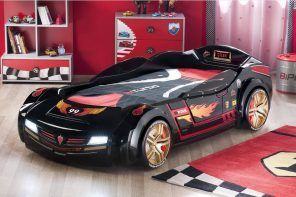 Car Beds for Children's Rooms: Bright Element of Interior Design. Black Ferrari for gorgeous decorated room