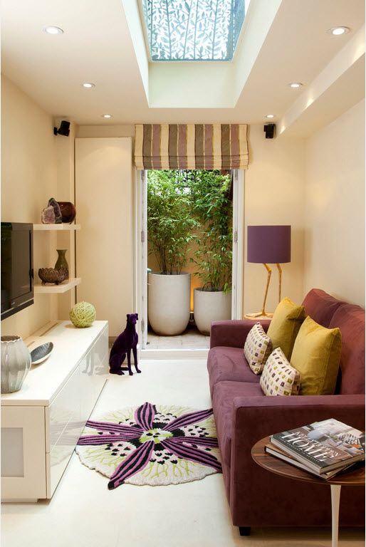 Violet sofa for casual styled living with Mediterranean touch