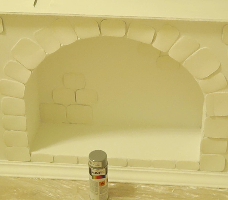 Stone imitating fireplace at the end