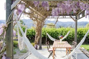 DIY Hammock: Instruction on How to Make your Home Comfortable. White tulle hammock at the canopy